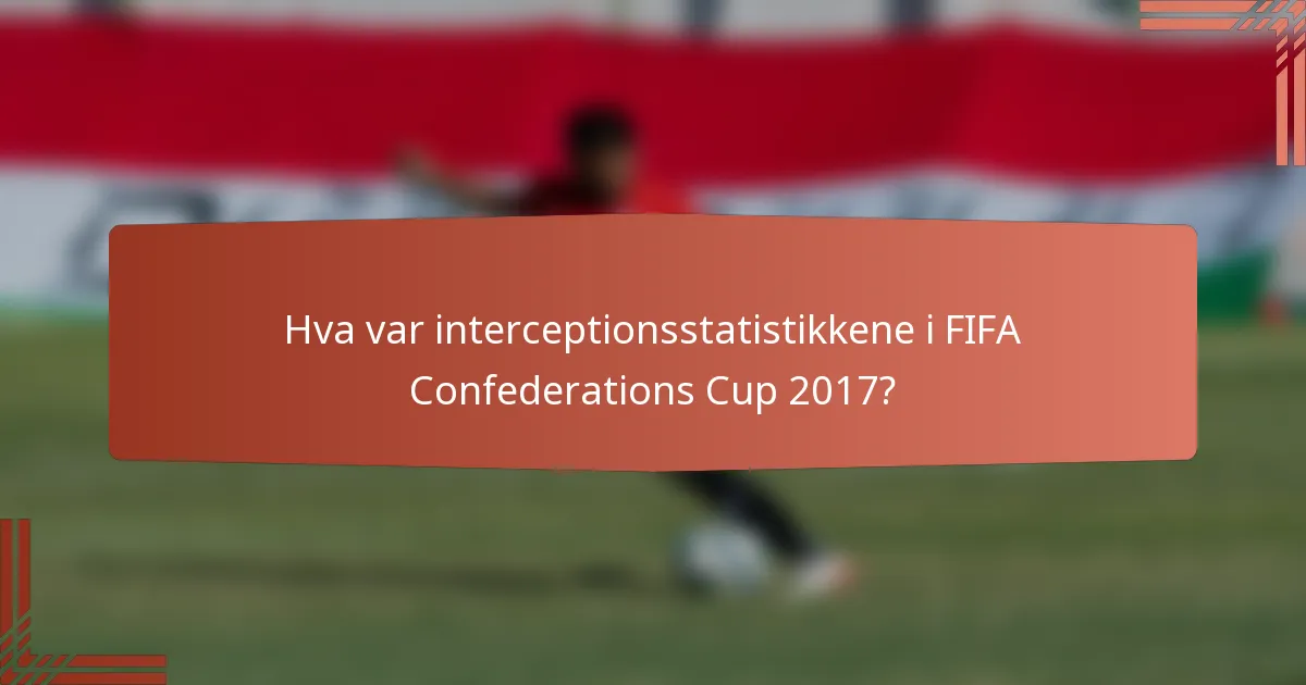 Hva var interceptionsstatistikkene i FIFA Confederations Cup 2017?