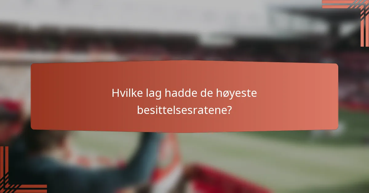 Hvilke lag hadde de høyeste besittelsesratene?