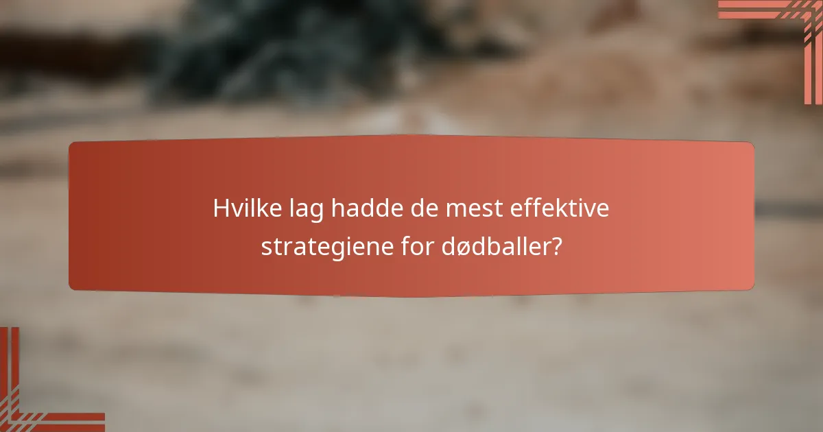 Hvilke lag hadde de mest effektive strategiene for dødballer?